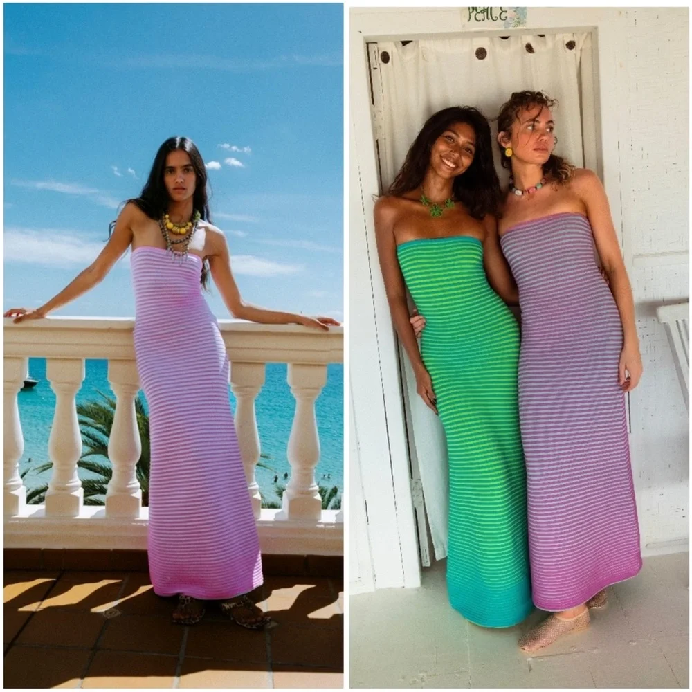 NWT The Wolf Gang Anthropologie Sunmor Tube Dress Stripe Medium - Picture 3 of 11